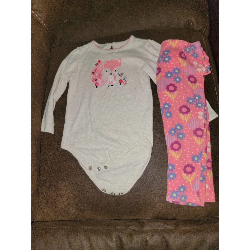 Gymboree layette line fox floral bodysuit and pants 18 24‎ months